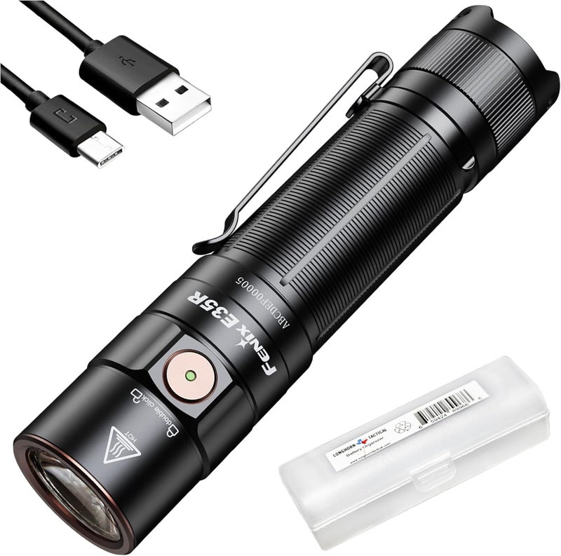 fenix E35R EDC Flashlight, 3100 Lumens USB-C Rechargeable High Lumen Performance Flashlight with LumenTac Organizer (Black) - Image 1